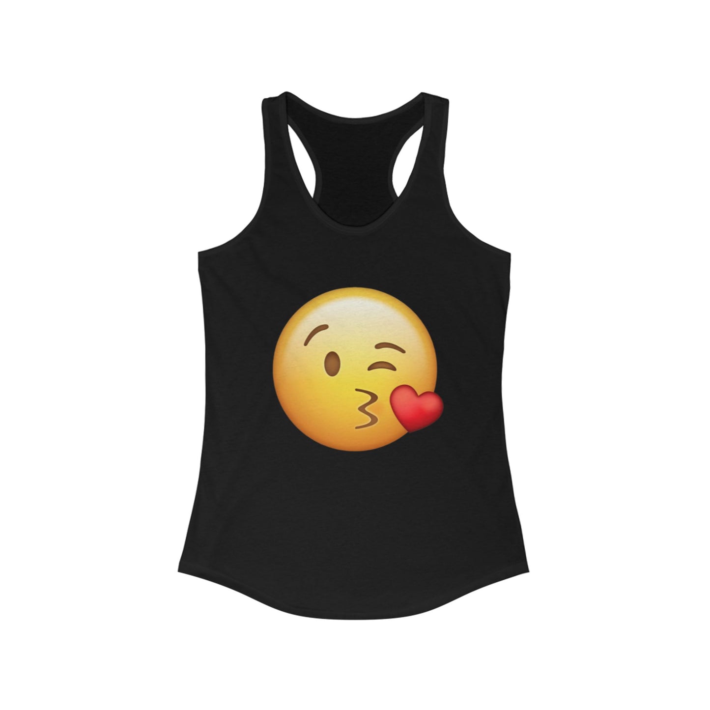 Flirtee Emoji Kiss Women's Racerback Tank - Cute Summer Fitness Shirt, Gift for Her, Cute Graphic Tee, Casual Clothing, Fun Summer Wear