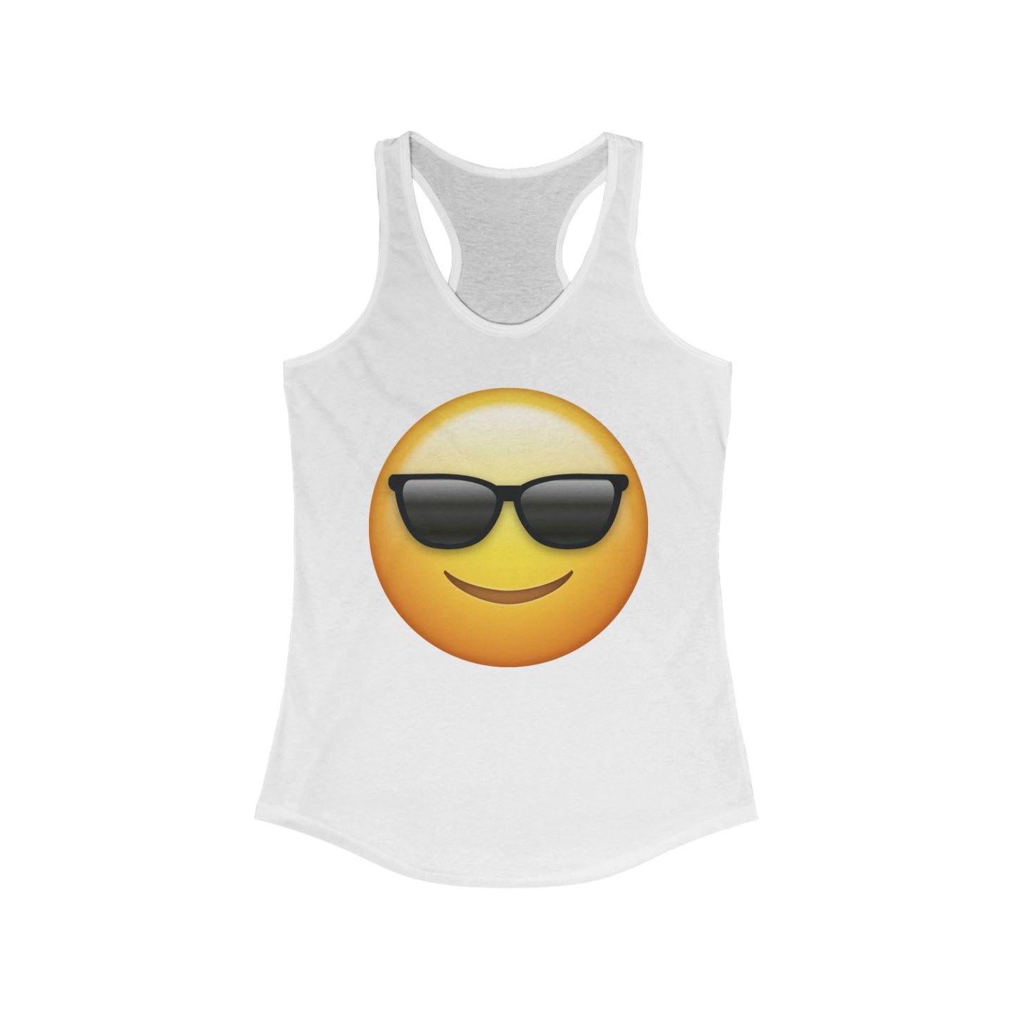 Flirtee Sunglasses Emoji Women's Racerback Tank - Summer Vibes, Casual Wear, Gifts for Her, Beach Outfits, Fun Workout Top