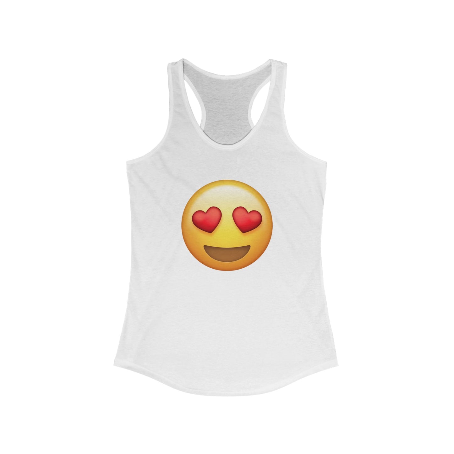 Flirtee Love Emoji Racerback Tank, Cute Summer Top, Gift for Her, Vacation Outfit, Fitness Wear, Funny Graphic Shirt