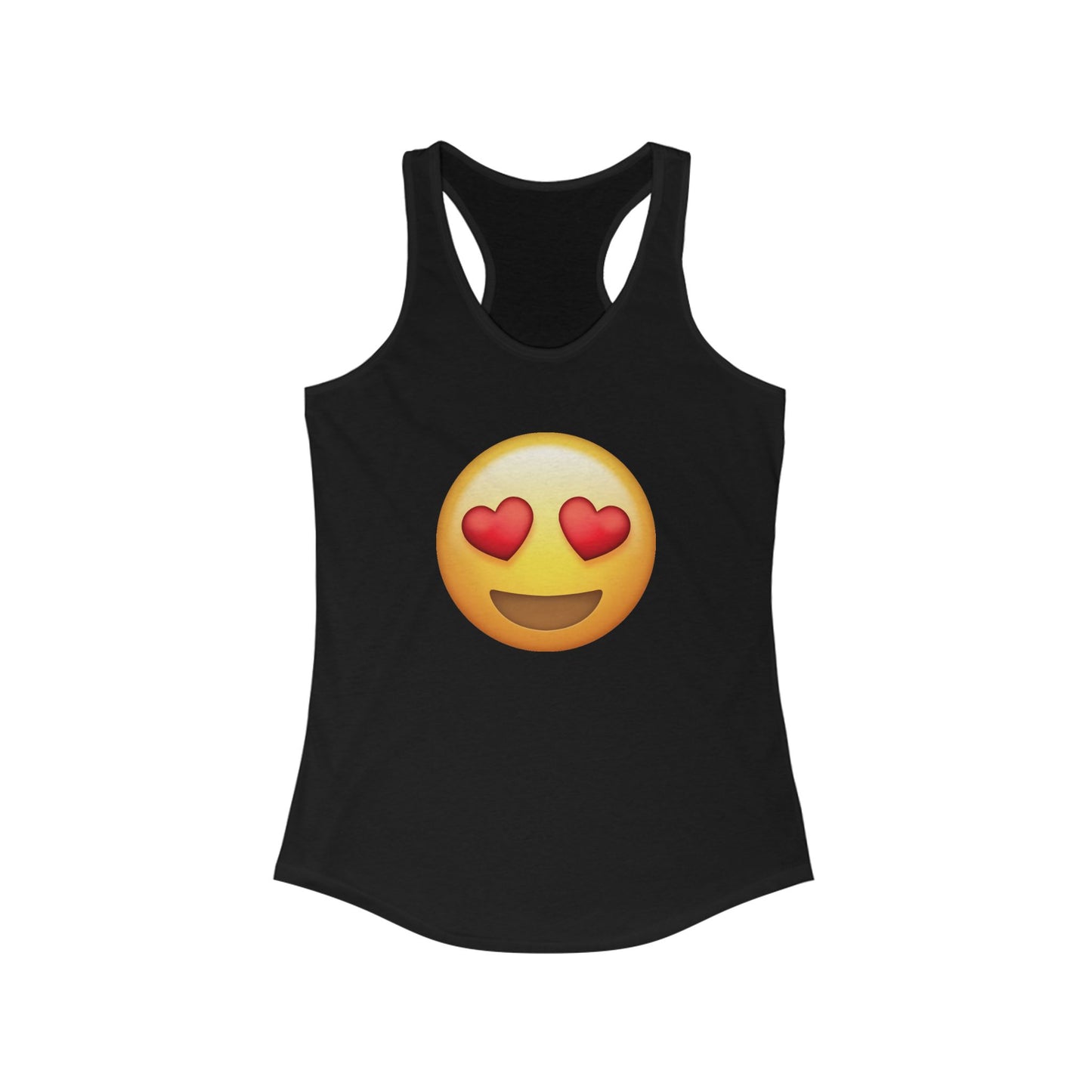 Flirtee Love Emoji Racerback Tank, Cute Summer Top, Gift for Her, Vacation Outfit, Fitness Wear, Funny Graphic Shirt