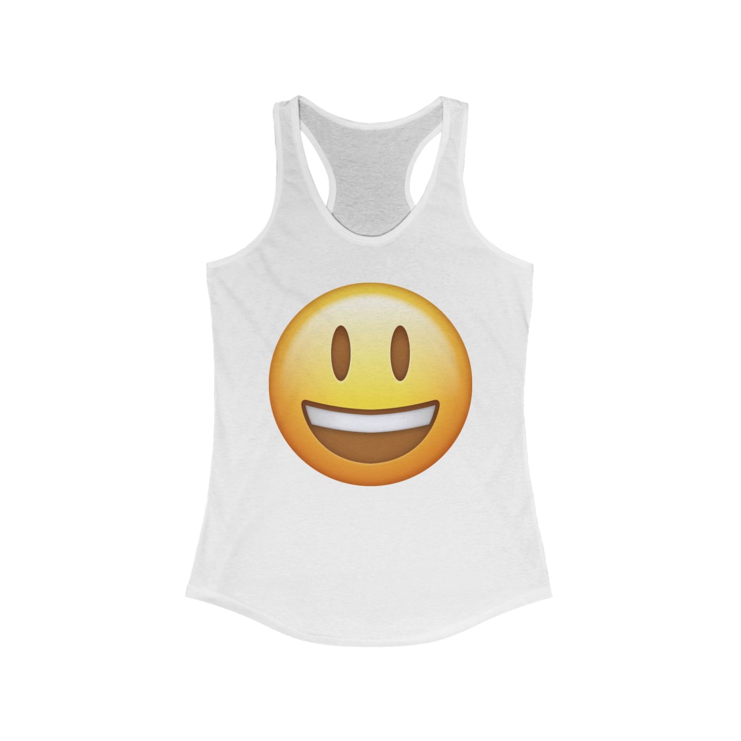 Flirtee Smile Emoji Women's Racerback Tank - Fun Summer Top, Casual Wear, Gift for Her, Cute Workout Shirt, Festival Attire, Vacation Apparel