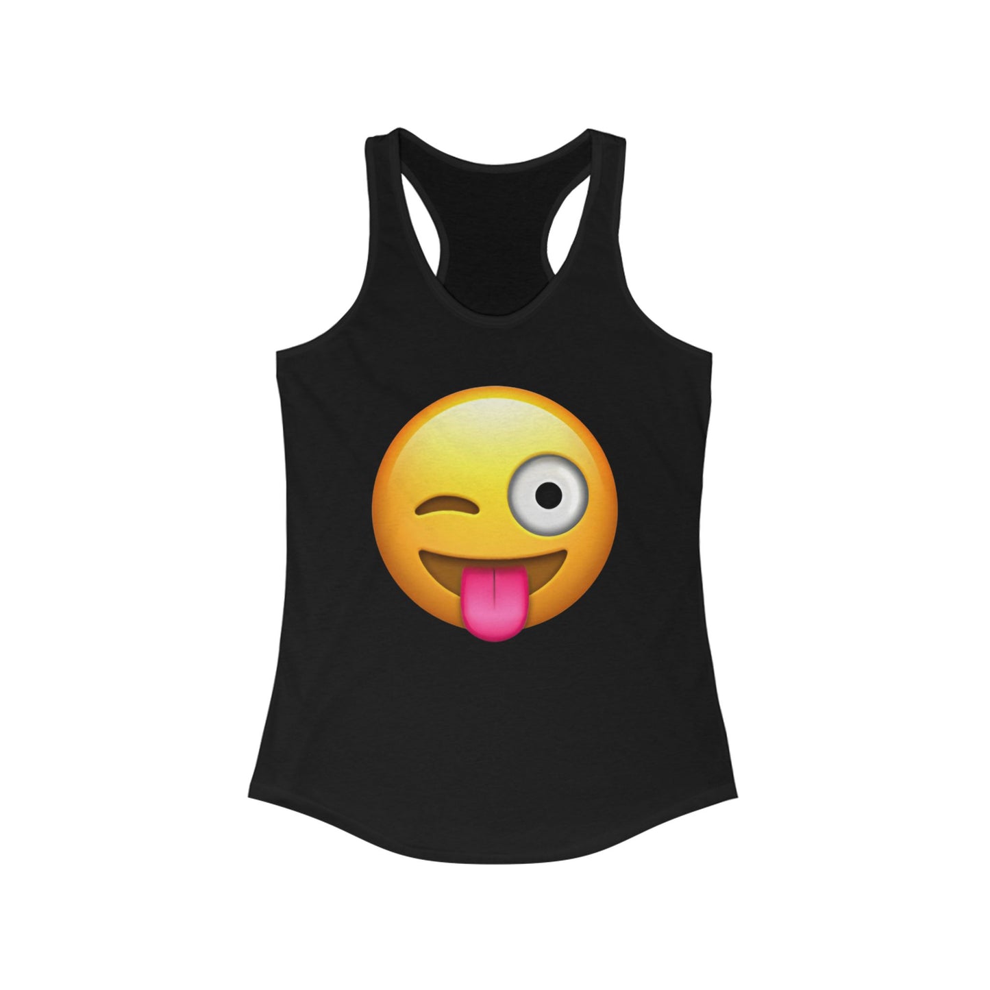 Flirtees Emoji Wink Tank Top for Women, Casual Summer Wear, Gift for Friends, Workout Outfit, Festival Clothing, Emoji Apparel