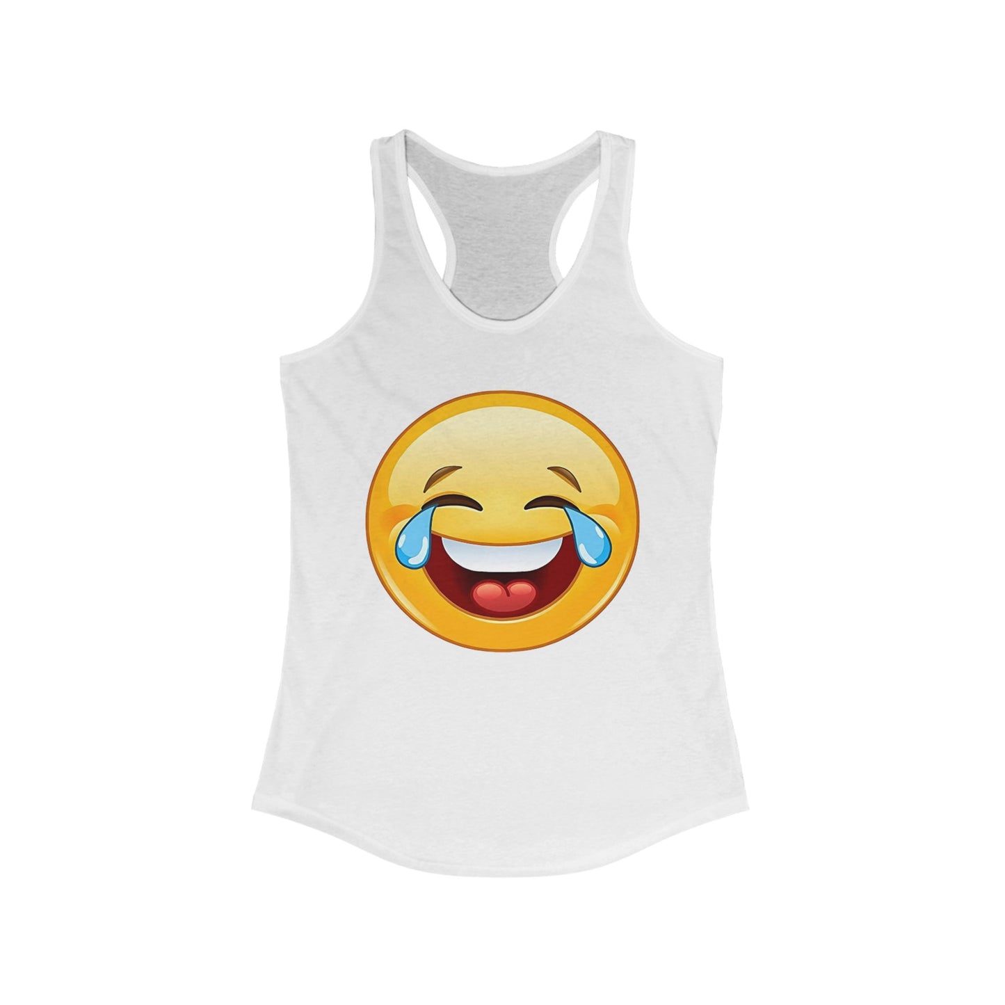 Flirtee Emoji Laughing Face Women's Tank Top | Funny Summer Shirt | Gift for Fun-Loving Friends | Perfect for Parties, Workouts, and Vacations
