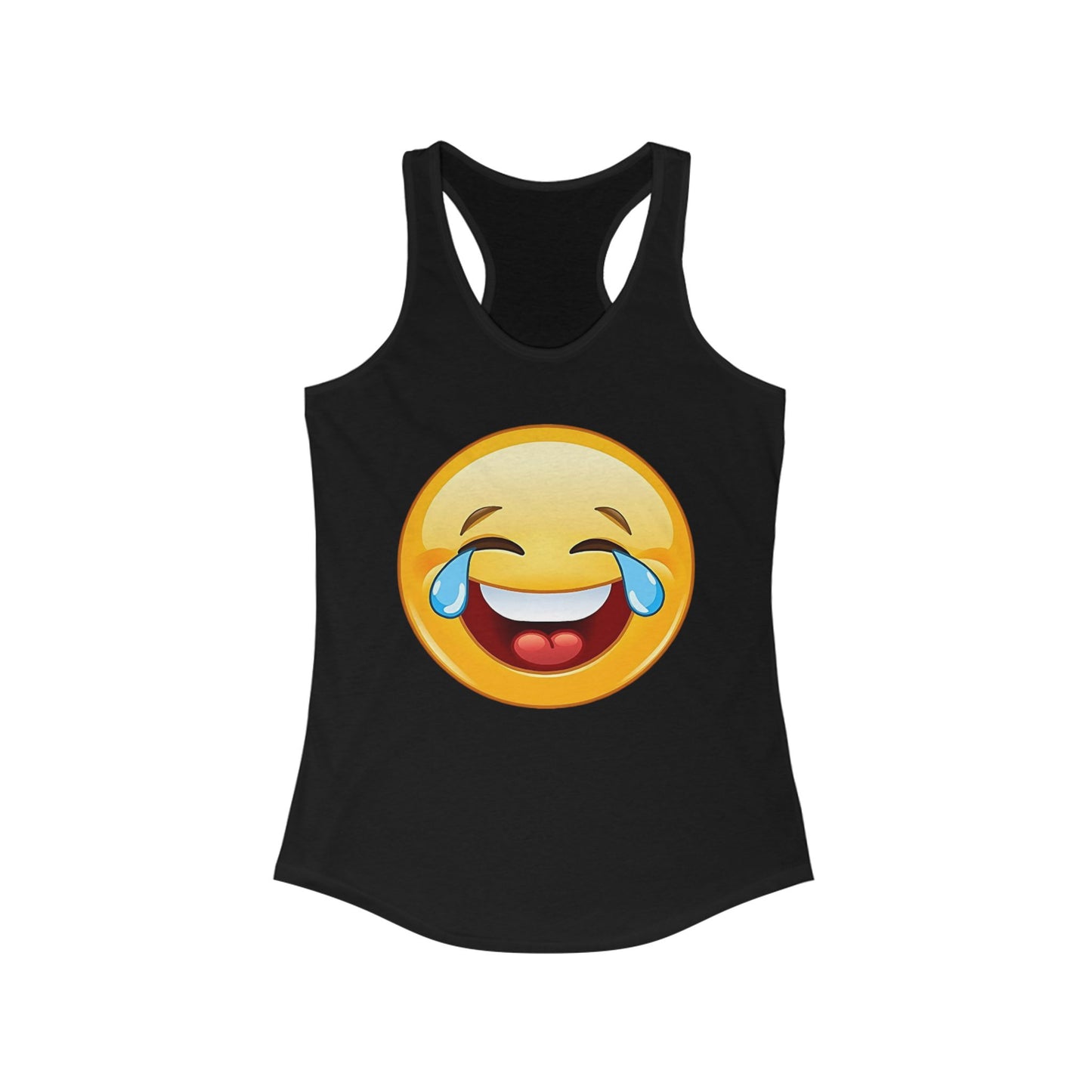 Flirtee Emoji Laughing Face Women's Tank Top | Funny Summer Shirt | Gift for Fun-Loving Friends | Perfect for Parties, Workouts, and Vacations