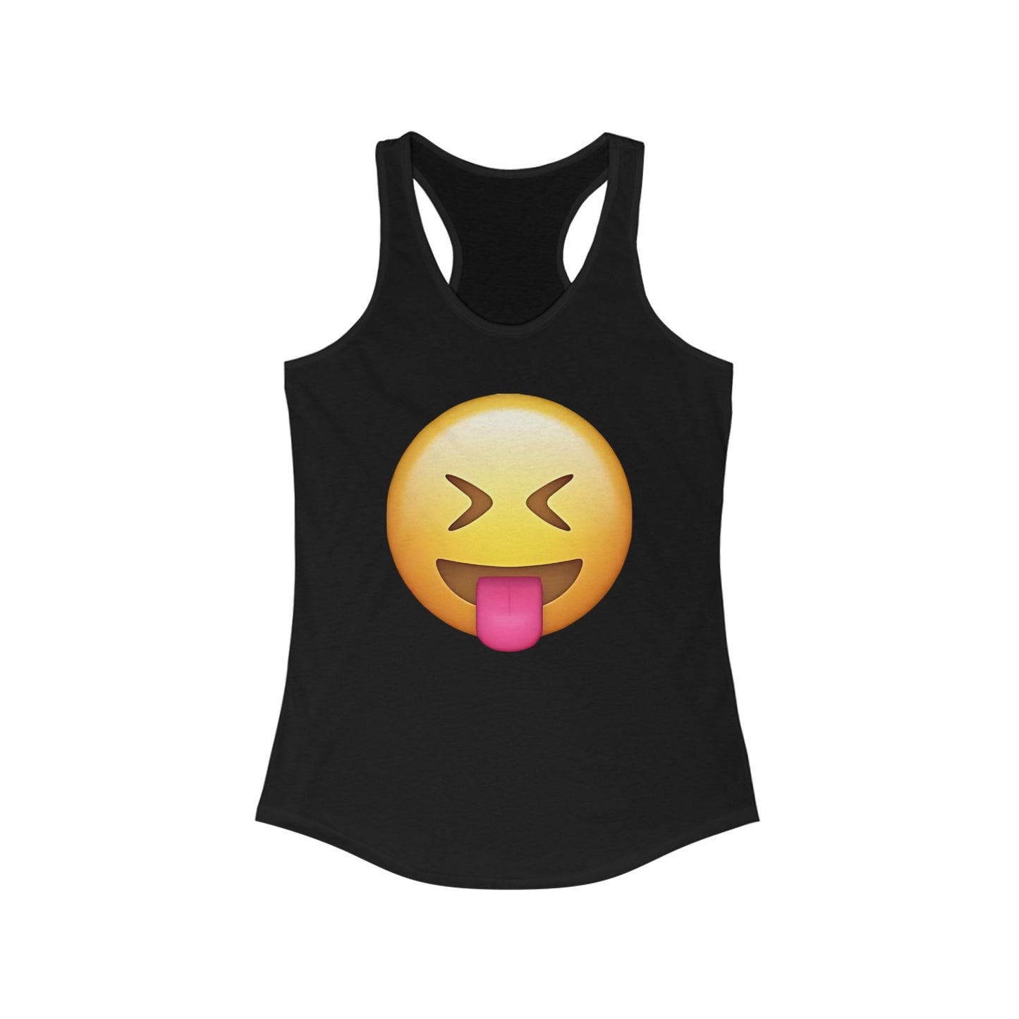 Flirtees Emoji Fun Racerback Tank Top | Funny Graphic Tee | Summer Workout Shirt | Gift for Her | Casual Wear, Fitness Apparel, Beach Wear, Cute Top