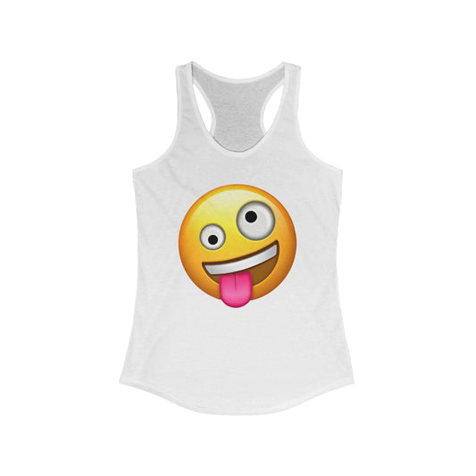 Flirtee Cheerful Emoji Racerback Tank for Women - Perfect for Summer, Casual Wear, Gifts, Emoji Lovers, Fitness