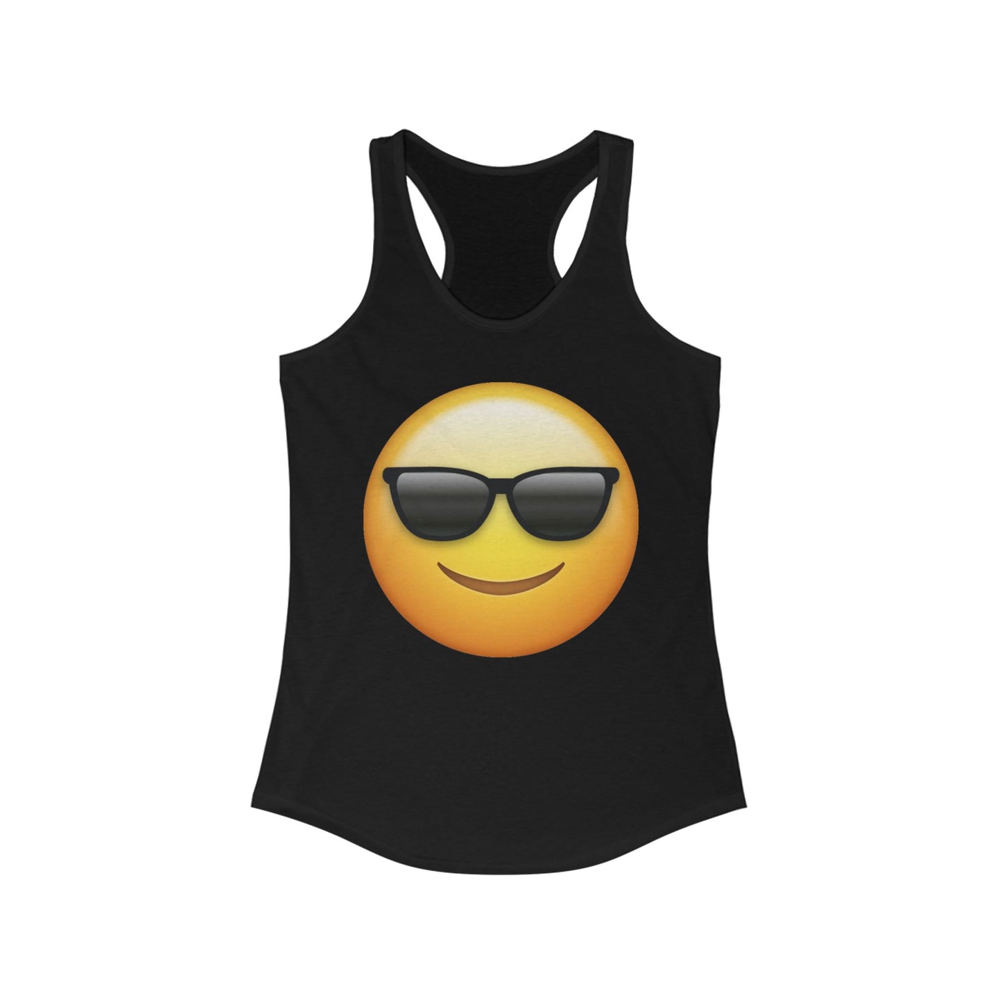 Flirtee Sunglasses Emoji Women's Racerback Tank - Summer Vibes, Casual Wear, Gifts for Her, Beach Outfits, Fun Workout Top