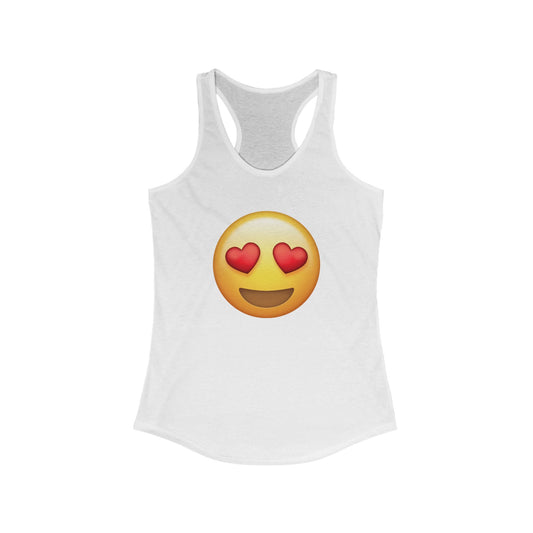 Flirtee Love Emoji Racerback Tank, Cute Summer Top, Gift for Her, Vacation Outfit, Fitness Wear, Funny Graphic Shirt
