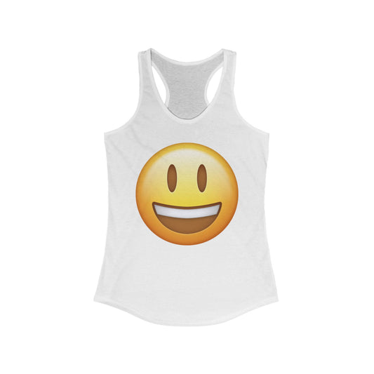 Flirtee Smile Emoji Women's Racerback Tank - Fun Summer Top, Casual Wear, Gift for Her, Cute Workout Shirt, Festival Attire, Vacation Apparel