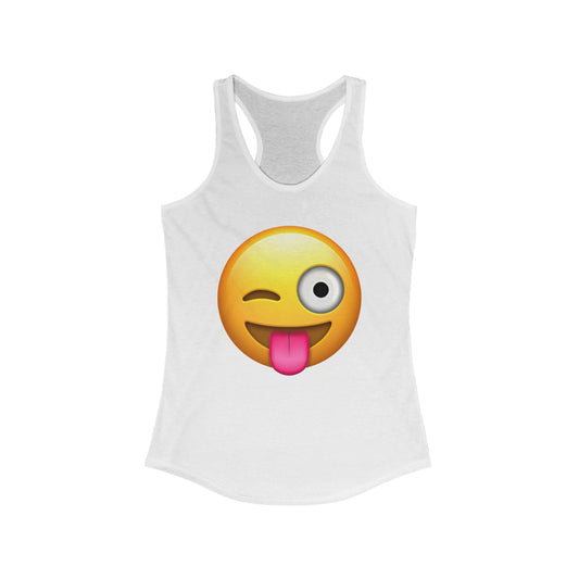 Flirtees Emoji Wink Tank Top for Women, Casual Summer Wear, Gift for Friends, Workout Outfit, Festival Clothing, Emoji Apparel