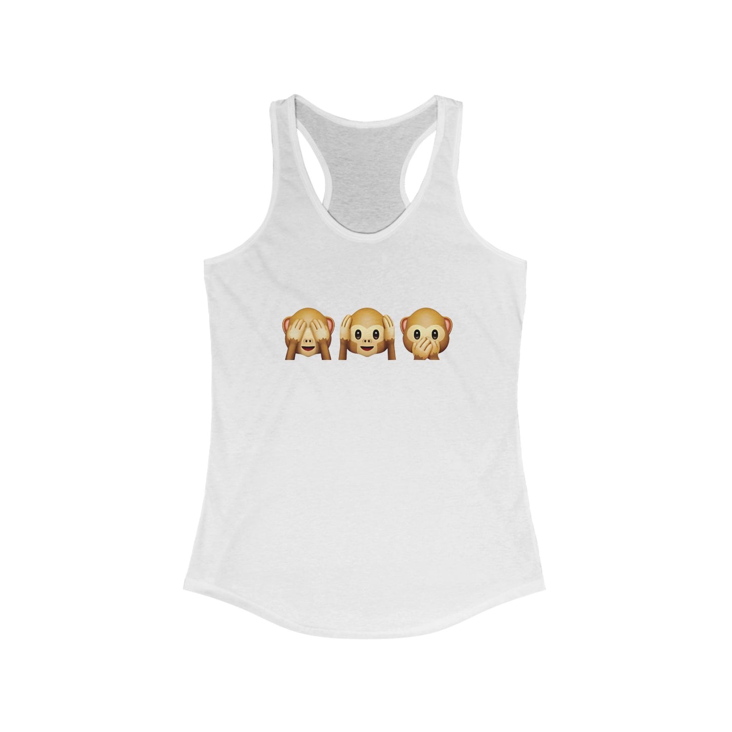 Flirtee monkey Cute Emoji Racerback Tank, Women's Graphic Tee, Summer Top, Gifts for Dog Lovers, Casual Wear, Funny Workout Shirt