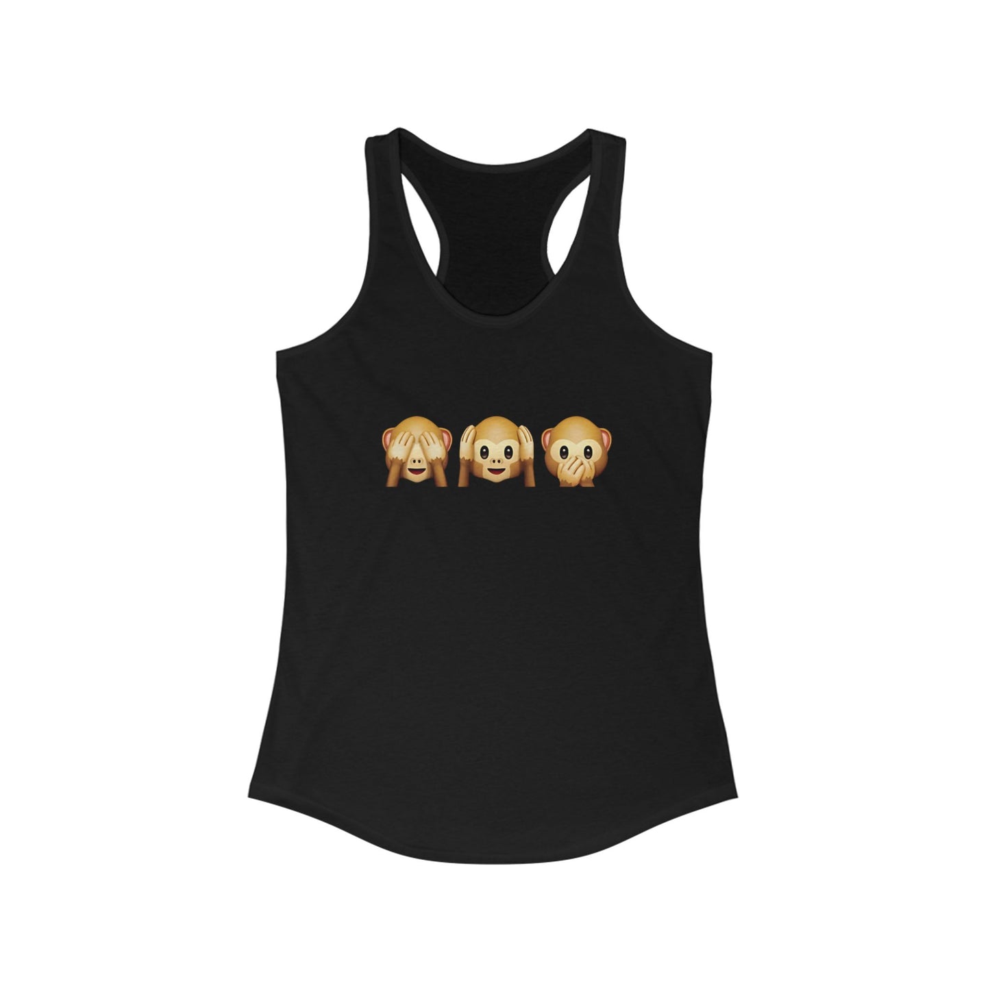 Flirtee monkey Cute Emoji Racerback Tank, Women's Graphic Tee, Summer Top, Gifts for Dog Lovers, Casual Wear, Funny Workout Shirt