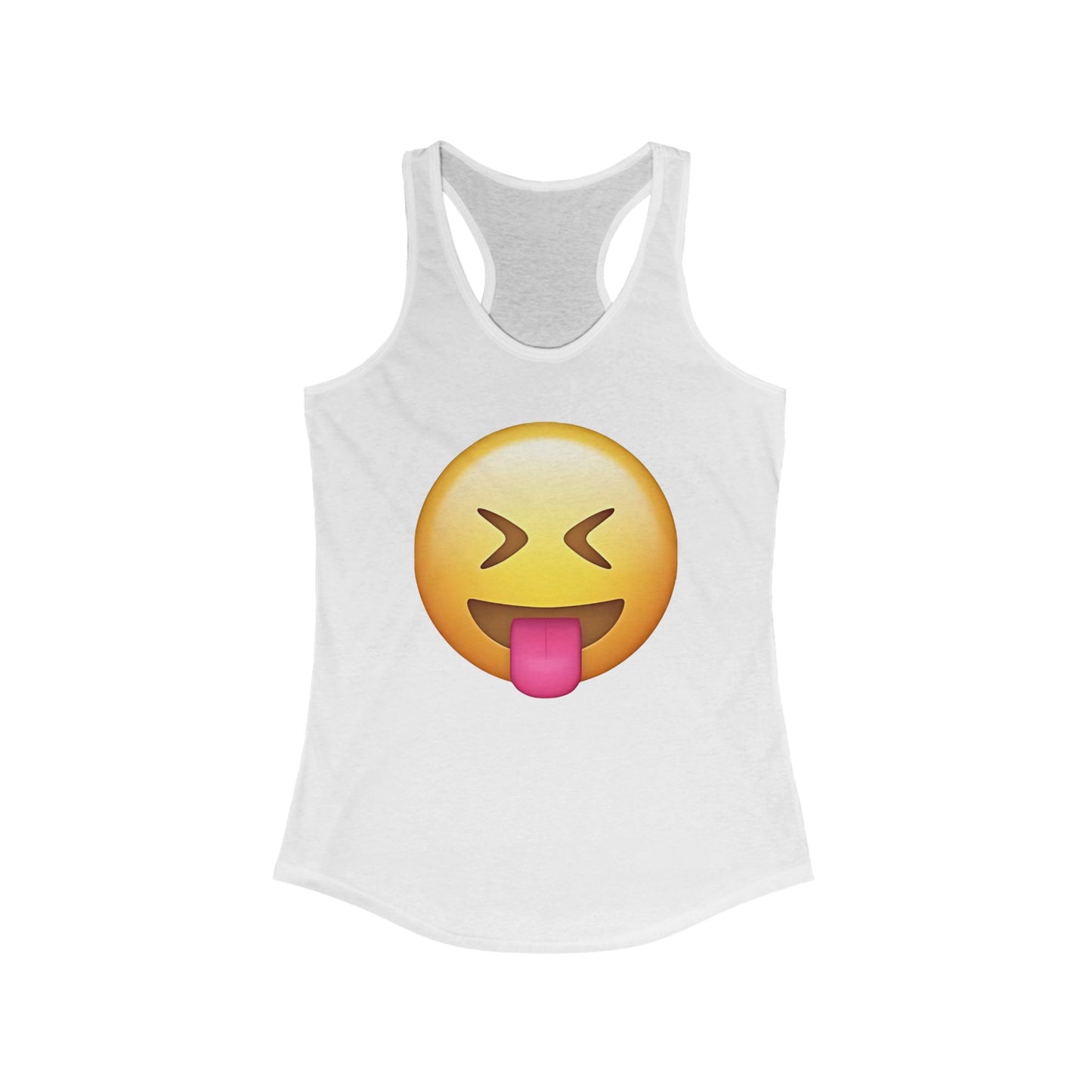 Flirtees Emoji Fun Racerback Tank Top | Funny Graphic Tee | Summer Workout Shirt | Gift for Her | Casual Wear, Fitness Apparel, Beach Wear, Cute Top