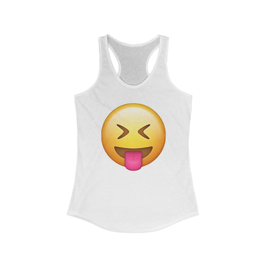 Flirtees Emoji Fun Racerback Tank Top | Funny Graphic Tee | Summer Workout Shirt | Gift for Her | Casual Wear, Fitness Apparel, Beach Wear, Cute Top